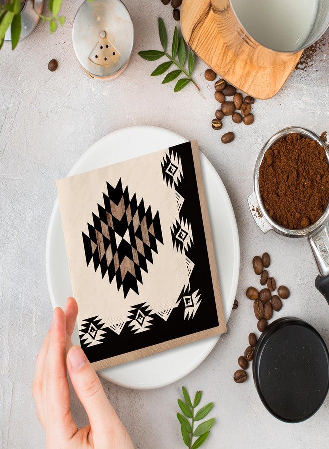 وولاين مجموعة مناديل ورقية من والين، 100 قطعة، بتصميم هندسي غربي، بسيطة وعصرية، بنمط الأزتك، مناسبة للغداء، باللونين البني والأسود، للاستخدام مرة واحدة، مثالية للحلويات والعشاء، للاستخدام المنزلي، في المطاعم، ولحفلات الطعام. - Image 5